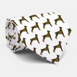 Doberman Pinscher Dog Silhouette Halloween White Neck Tie