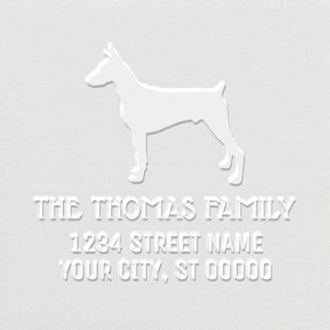 Doberman Pinscher Dog Silhouette Name Address Embosser (Design)