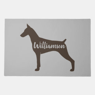 Doberman Pinscher Dog Silhouette Personalized Doormat