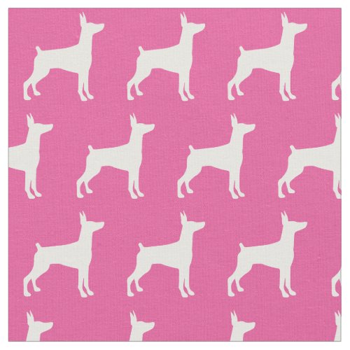 Doberman Pinscher Dog Silhouette Pet Dobie Pink Fabric
