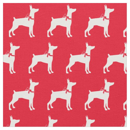 Doberman Pinscher Dog Silhouette Pet Dobie Red Fabric