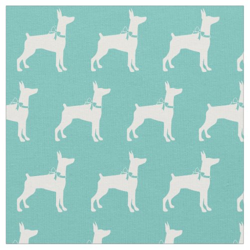 Doberman Pinscher Dog Silhouette Pet Dobie Teal Fabric