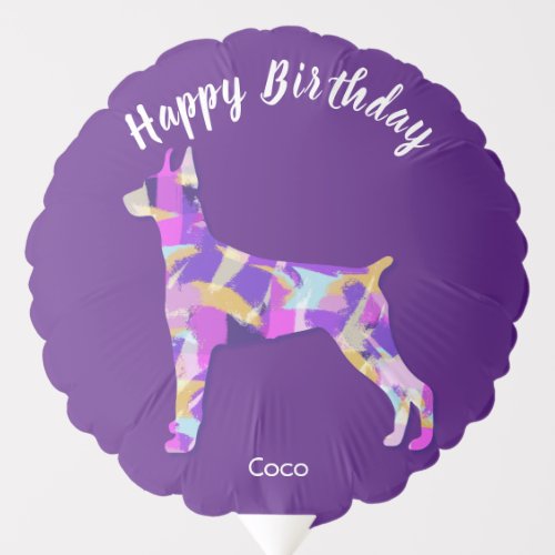Doberman Pinscher Dog Silhouette PPYB Birthday Balloon