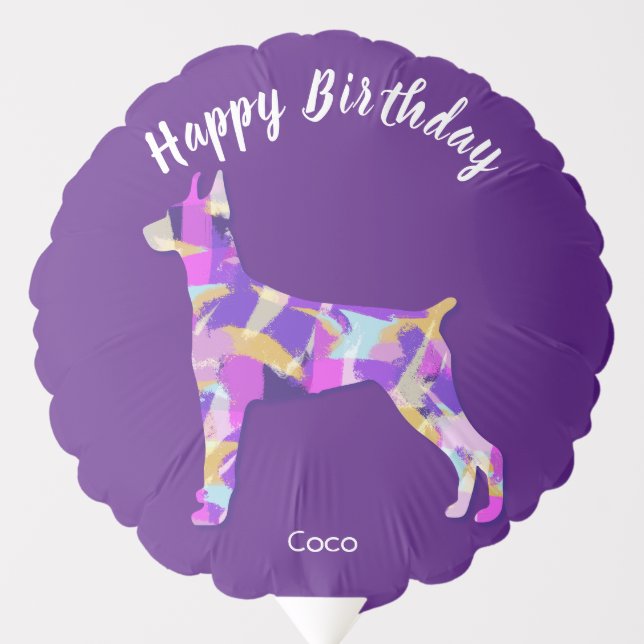 Doberman Pinscher Dog Silhouette PPY&B Birthday Balloon (Front)