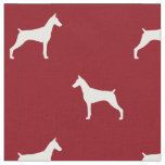 Doberman Pinscher Dog Silhouettes Red and White Fabric