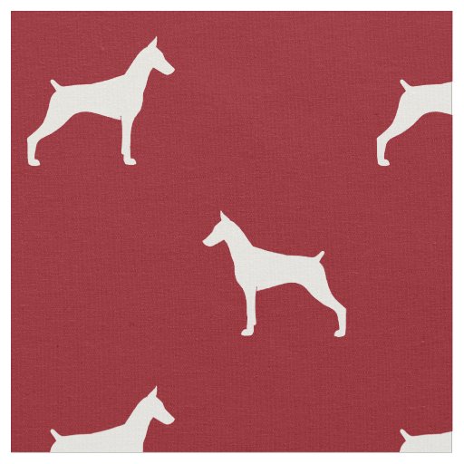 Doberman Pinscher Dog Silhouettes Red and White Fabric