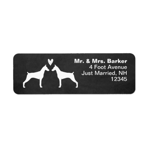 Doberman Pinscher Dog Silhouettes with Heart Label