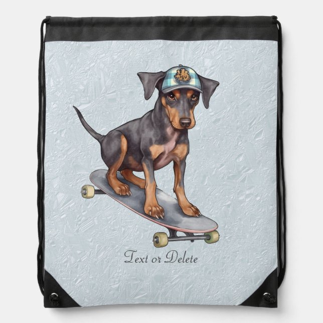 Doberman Pinscher Drawstring Bag (Front)