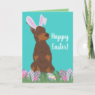 Doberman Pinscher Easter Bunny Holiday Card