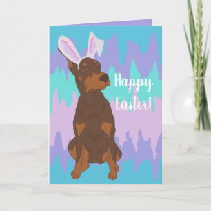 Doberman Pinscher Easter Bunny Holiday Card