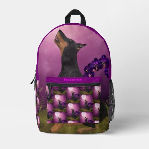 Doberman Pinscher Fantasy Moon Personalized Printed Backpack