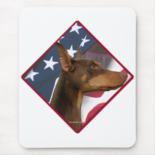Doberman Pinscher Flag 2 Mouse Pad (Front)