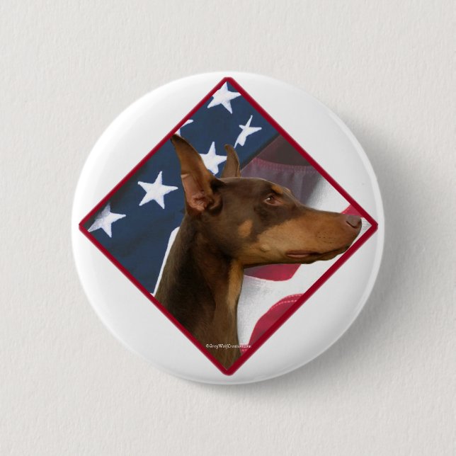 Doberman Pinscher Flag 2 Pinback Button (Front)