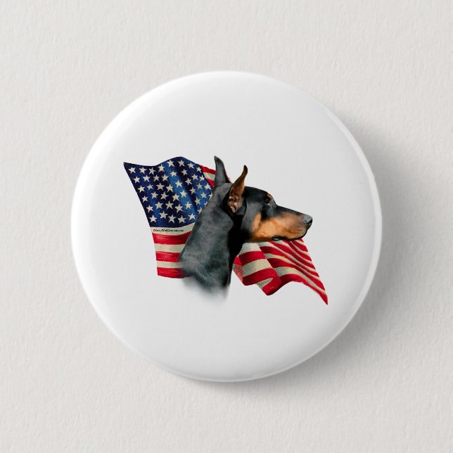 Doberman Pinscher Flag Button (Front)
