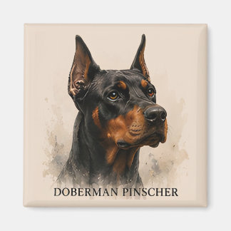 Doberman Pinscher Guardian Dog Portrait Magnet