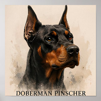 Doberman Pinscher Guardian Dog Portrait Poster