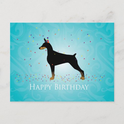 Doberman Pinscher Happy Birthday Design Postcard