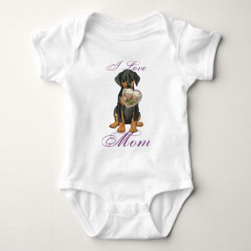 Doberman Pinscher Heart Mom Baby Bodysuit