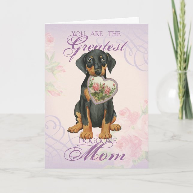 Doberman Pinscher Heart Mom Card (Front)