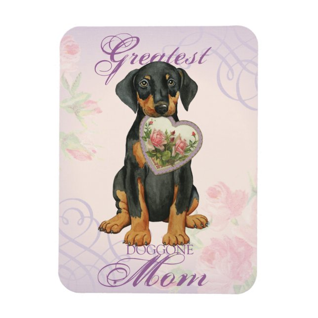 Doberman Pinscher Heart Mom Magnet (Vertical)