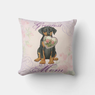 Doberman Pinscher Heart Mom Throw Pillow