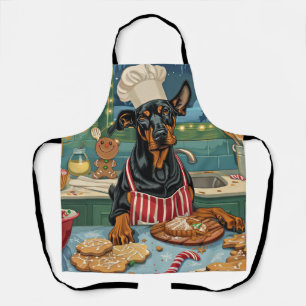 Doberman Pinscher Holiday Baking Festive Christmas Apron