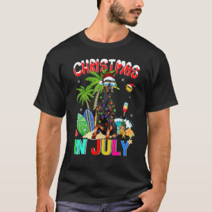 Doberman Pinscher In Santa Hat Sunglasses Christma T-Shirt