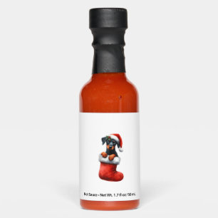 Doberman Pinscher In Sock Christmas Santa Hat Xmas Hot Sauces