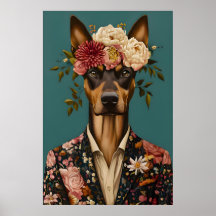 Doberman Pinscher In Suit Poster, Doberman