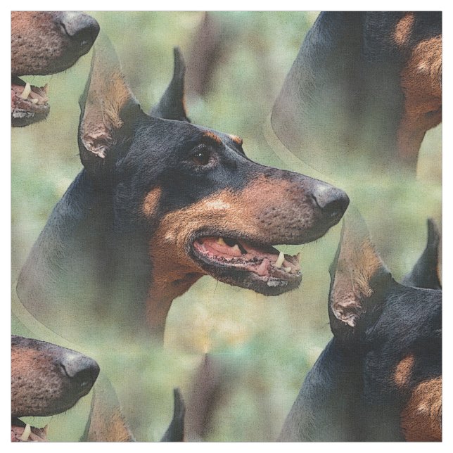 Doberman Pinscher in the Woods Fabric (Swatch)