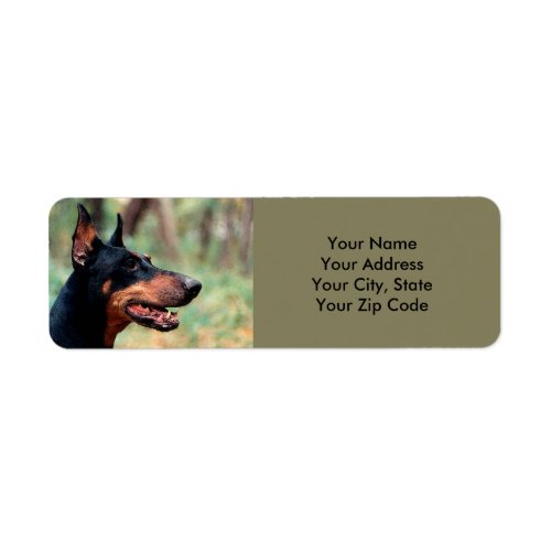 Doberman Pinscher in the Woods Label