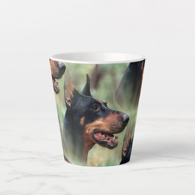 Doberman Pinscher in the Woods Latte Mug (Front)