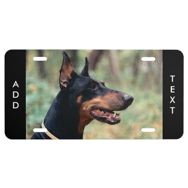 Doberman Pinscher in the Woods License Plate (Front)