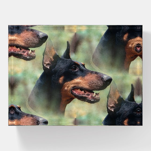 Doberman Pinscher in the Woods Paperweight (Front)