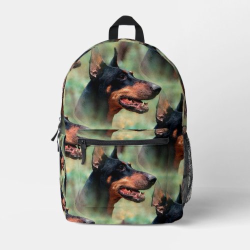 Doberman Pinscher in the Woods Printed Backpack