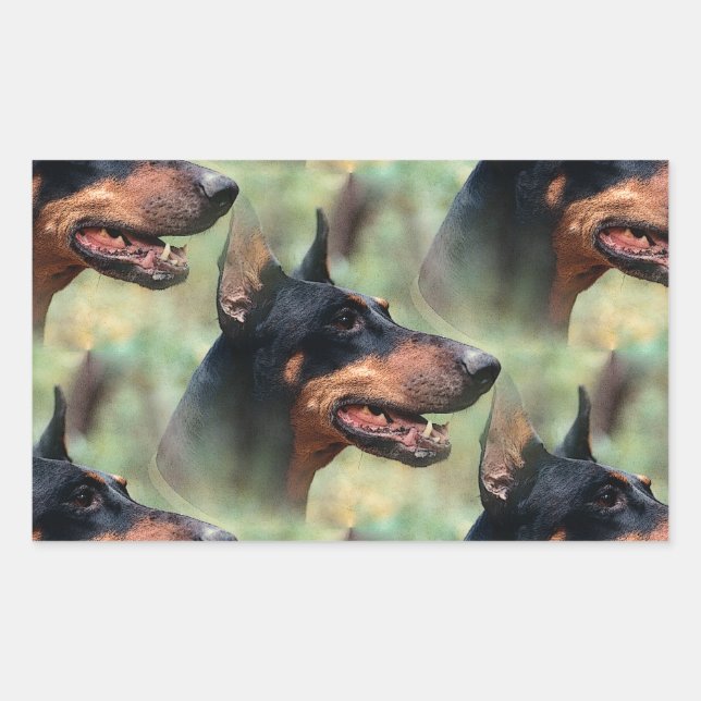 Doberman Pinscher in the Woods Rectangular Sticker (Front)