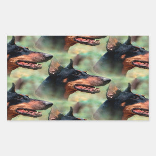 Doberman Pinscher in the Woods Rectangular Sticker