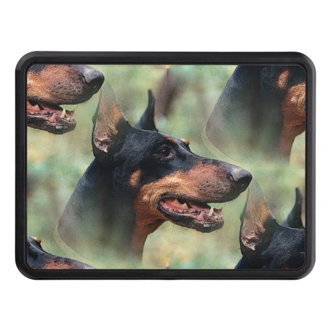 Doberman Pinscher in the Woods Tow Hitch Cover (Front)