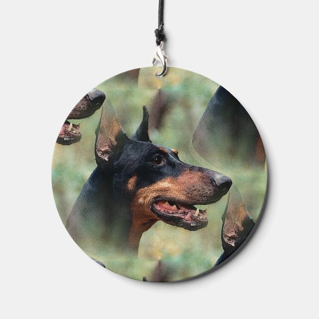 Doberman Pinscher in the Woods Wind Chime (Front)