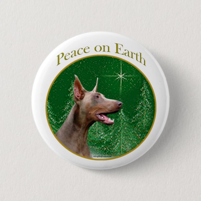 Doberman Pinscher (isabella) Peace Button (Front)