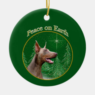 Doberman Pinscher (isabella) Peace Ceramic Ornament