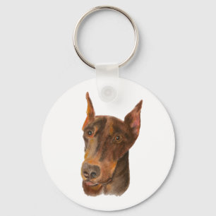 Doberman Pinscher Keychain Fob