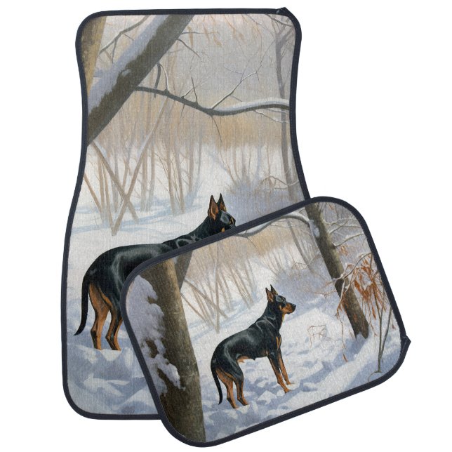 Doberman Pinscher Let It Snow Christmas Car Floor Mat (Set)
