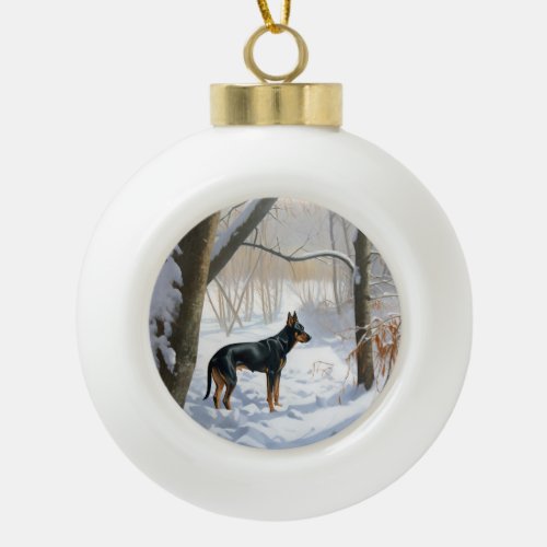 Doberman Pinscher Let It Snow Christmas Ceramic Ball Christmas Ornament