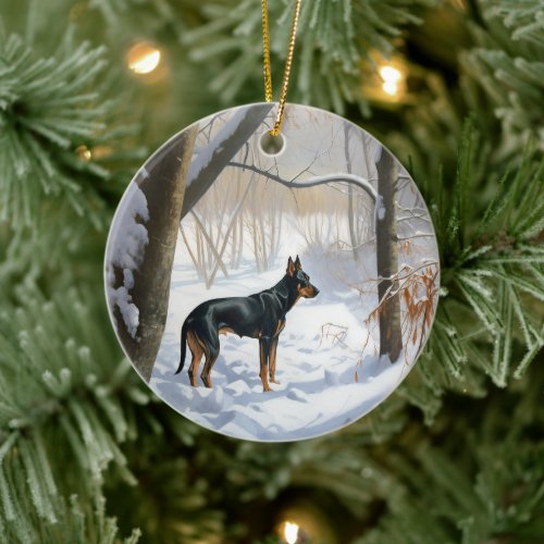 Doberman Pinscher Let It Snow Christmas Ceramic Ornament