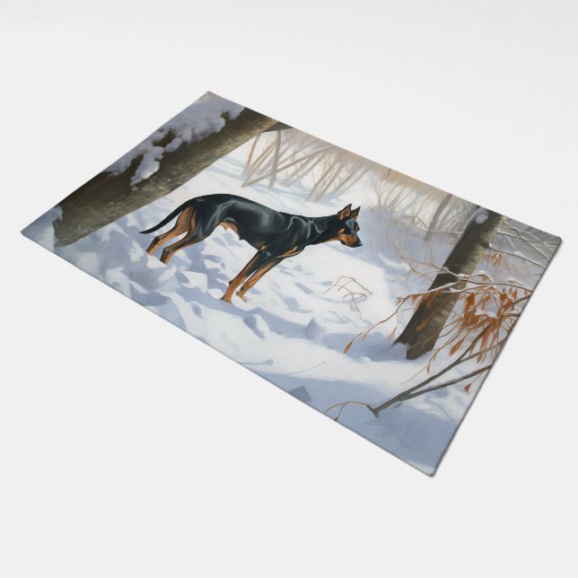 Doberman Pinscher Let It Snow Christmas Doormat (Angled)