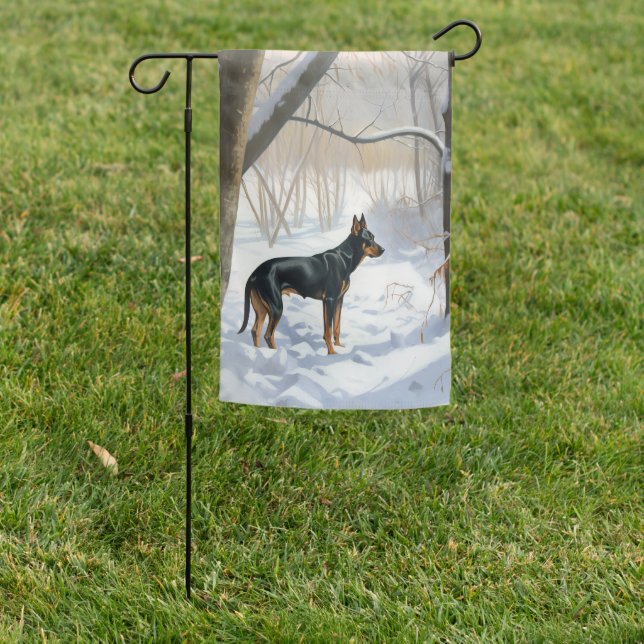 Doberman Pinscher Let It Snow Christmas Garden Flag (In SItu)