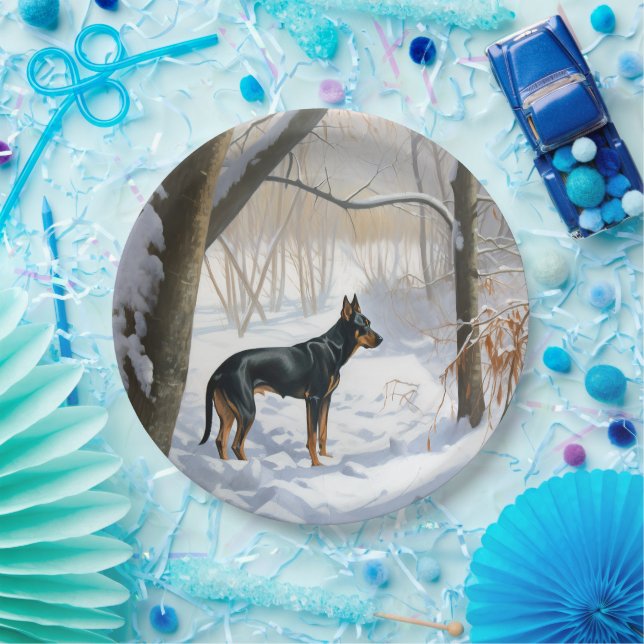 Doberman Pinscher Let It Snow Christmas Paper Plates (Party)