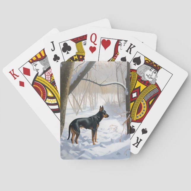 Doberman Pinscher Let It Snow Christmas Poker Cards (Back)