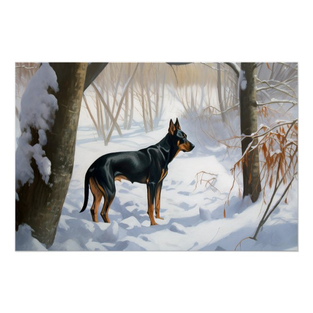 Doberman Pinscher Let It Snow Christmas Poster (Front)